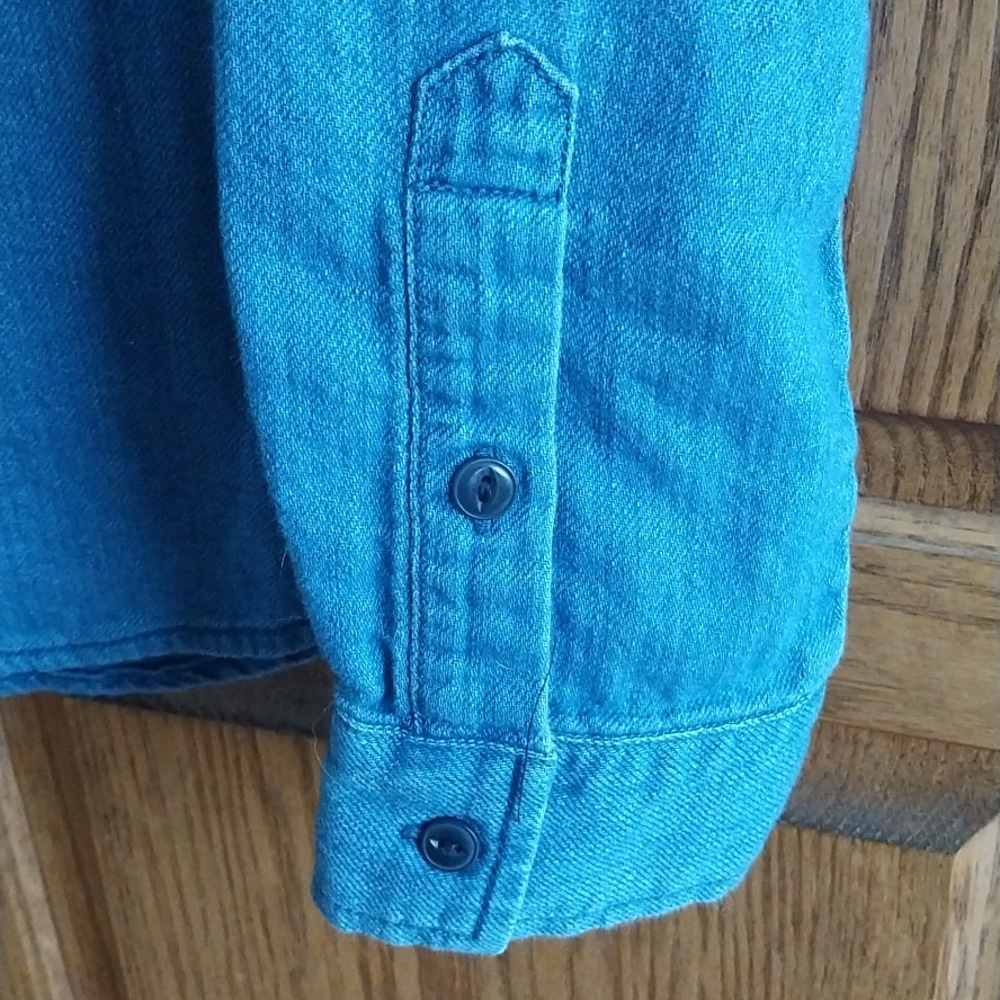 Madewell Women's Indigo Blue Zip Front Popover Denim Top Size Large Western - Picture 4 of 6